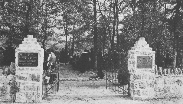 November 1, 1933, new gates and stone columns at Brainerd Mission Cemetery placed by the DAR and SAR chapters