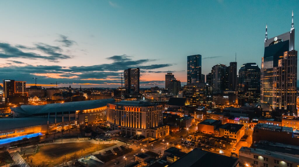 Evening view of Nashville, TN